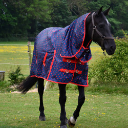 Rhinegold Torrent Lightweight Combo Navy/Red Spot Turnout Rug