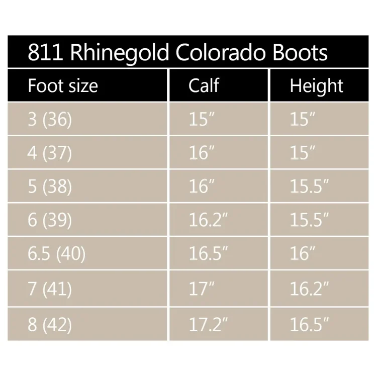 Rhinegold Colorado Boots Size Chart