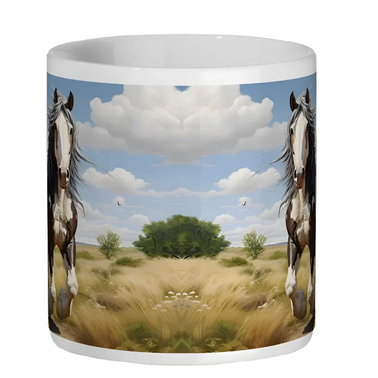galloping skewbald horse 11oz mug