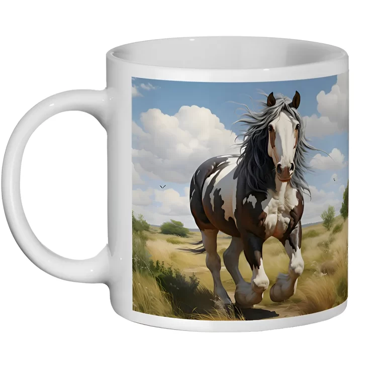 galloping skewbald horse 11oz mug