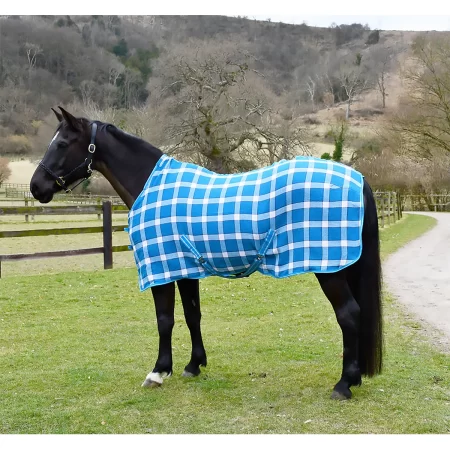 Rhinegold Turquoise & White Check Smart-Tec Waffle Cooler Rug